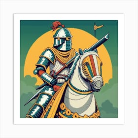 Pixel Art Medieval Knight Poster 2 Art Print