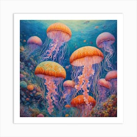 Shoal of jellyfish 2 Art Print