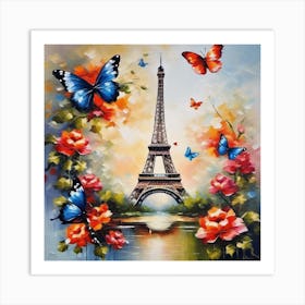 Paris With Butterflies 94 Art Print