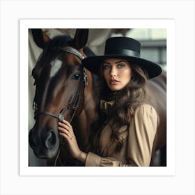 Beautiful Woman With Horse Art Print