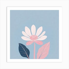 A White And Pink Flower In Minimalist Style Square Composition 483 Art Print