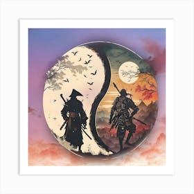 Yin And Yang Samurai Art Art Print