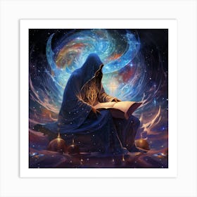 Wizard Reading A Book Art Print