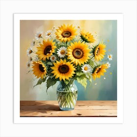 Sunflowers In Vase Art Print