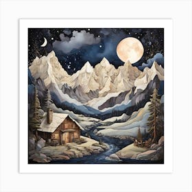 Cabin In The Mountains 2 Art Print