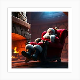 Santa Claus In A Chair Art Print