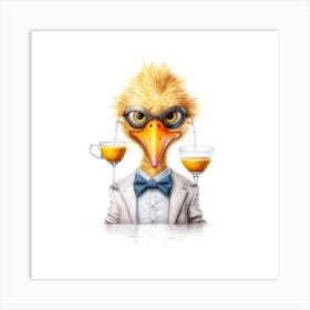 Ostrich With Glasses Art Print