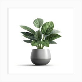 Digital Painting Potted Plant Plant Leaves Green Plant Nature Pot Art Print