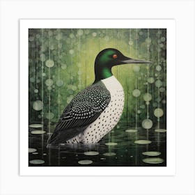 Ohara Koson Inspired Bird Painting Loon 2 Square Art Print