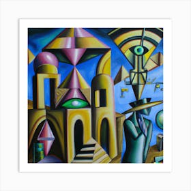 Cubism Oil Painting, Egypt and Secret Societies Art Print