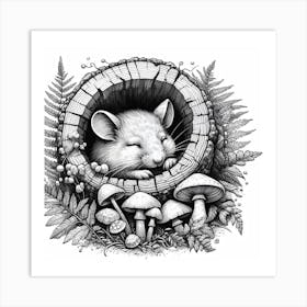 Mouse In A Mushroom Art Print