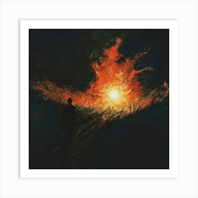 Man Walking Through A Fire Art Print