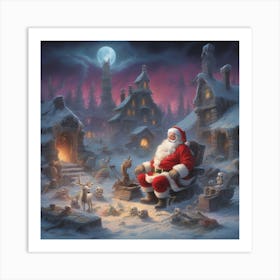 Santa Claus In The Village Art Print