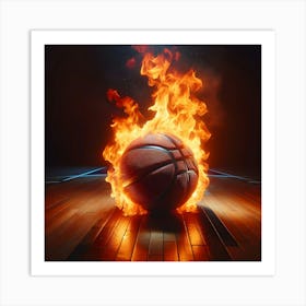 Basketball Ball On Fire Art Print