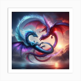 Dragons Fighting Art Print