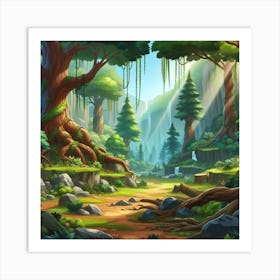 Cartoon Forest Art Print