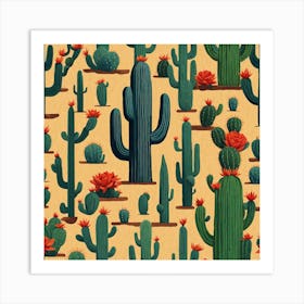 Cactus Pattern 22 Art Print