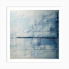 Blueprint Drawing Art Print