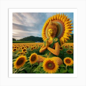 Sunflower Buddha 1 Art Print