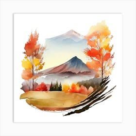 Watercolor Autumn Landscape 53 Art Print