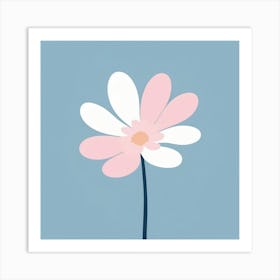 A White And Pink Flower In Minimalist Style Square Composition 110 Art Print