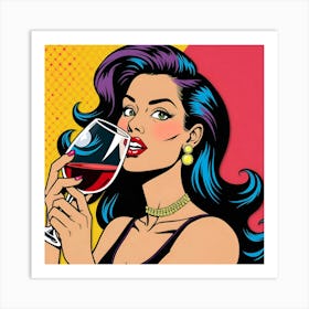 Vibrant pop art scene of a stylish woman Art Print