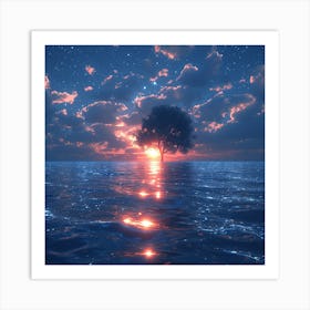 Lone Tree In The Sea Art Print