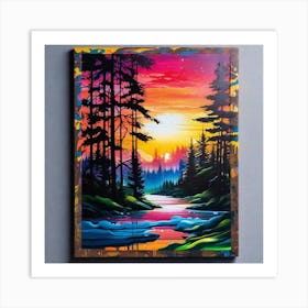 Sunset In The Forest 5 Art Print