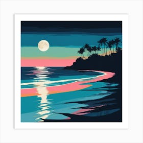 Sunset Beach Painting Art Print