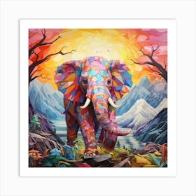 Elephant In The Mountains Art Print