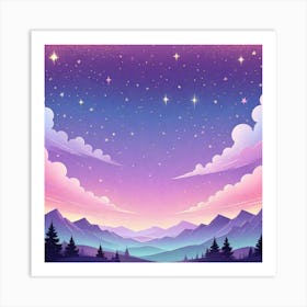 Sky With Twinkling Stars In Pastel Colors Square Composition 236 Art Print