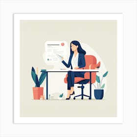 Businesswoman At Desk Art Print