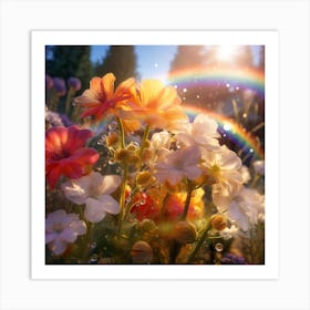 Rainbow In The Garden Art Print