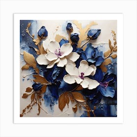 Pattern with Indigo Orchid flowers Art Print