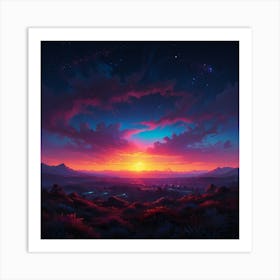 Sunset In The Mountains 36 Art Print