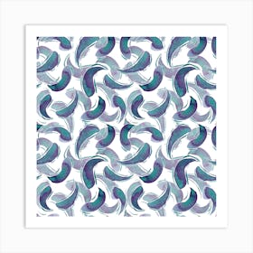 Blue Strokes Pattern Art Print