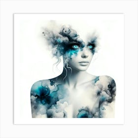 Abstract Of A Woman With Blue Eyes 2 Art Print