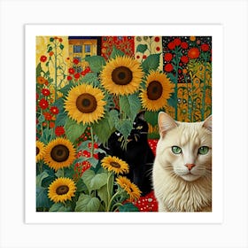 Default Gustav Klimt Style Farm Garden With Sunflowers And A B 1 Art Print