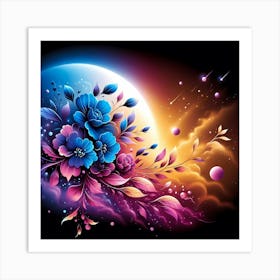 Flowers On The Moon Art Print