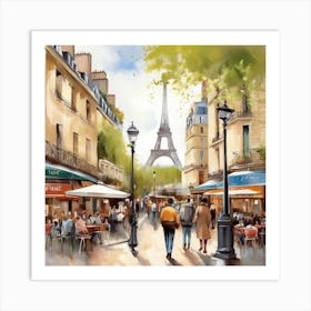 Paris Cafes.Cafe in Paris. spring season. Passersby. The beauty of the place. Oil colors.5 Art Print