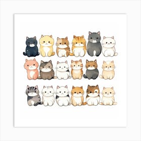 Kawaii Cats Art Print