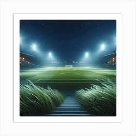 Soccer Stadium At Night Art Print