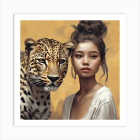 Be Kind Leopard Girl Art Print 1 Art Print