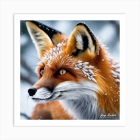 Fox In The Snow 17 Art Print