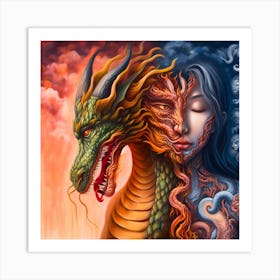 Half Human Half Dragon Art Print