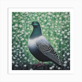 Ohara Koson Inspired Bird Painting Dove 1 Square Art Print