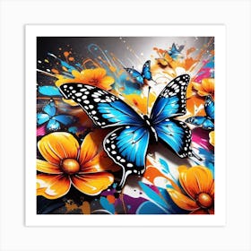 Butterflies And Flowers 6 Art Print