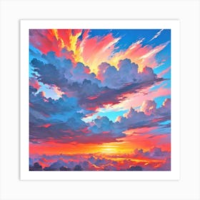 Sunset Over Clouds 1 Art Print