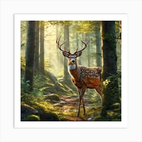 Deer In The Forest 129 Art Print