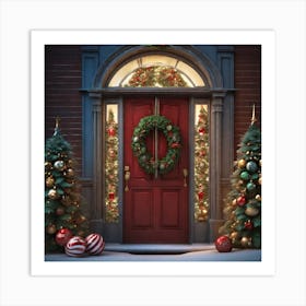 Christmas Decoration On Home Door Trending On Artstation Sharp Focus Studio Photo Intricate Deta (7) Art Print